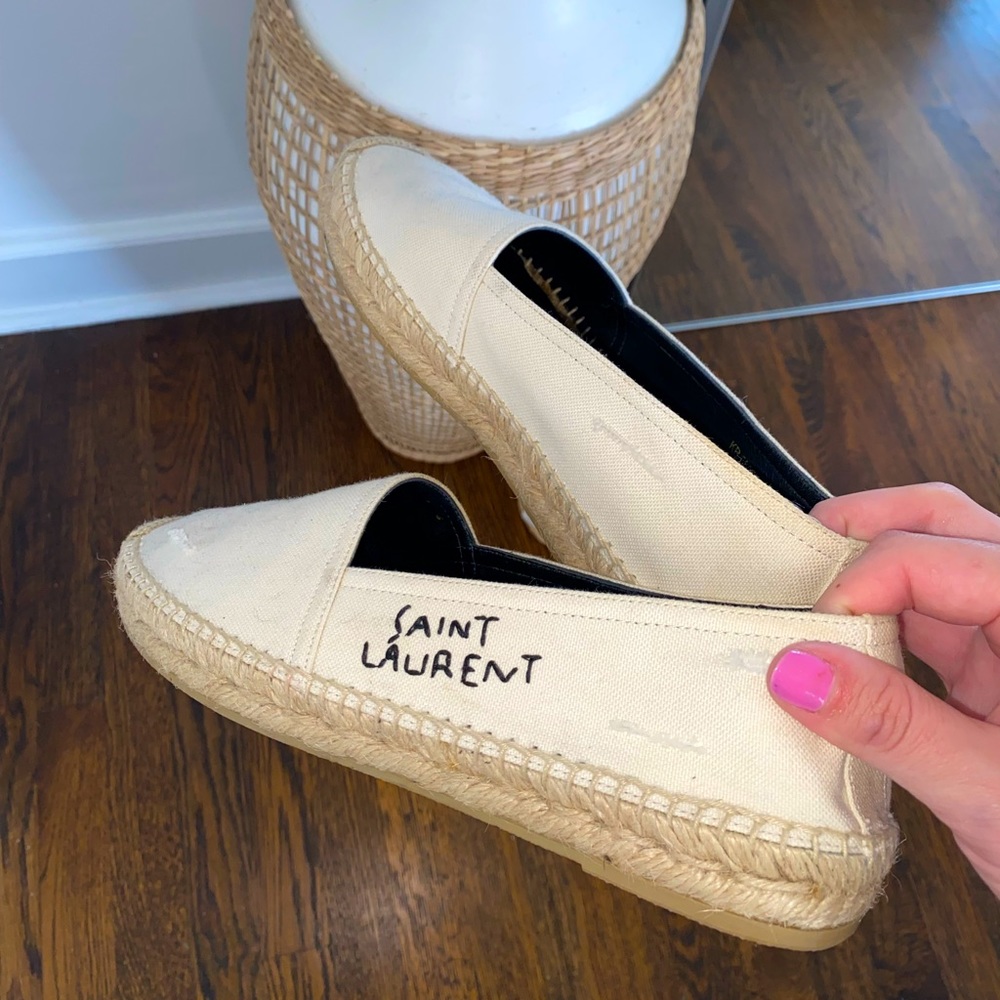 Saint Laurent Cream Espadrilles
